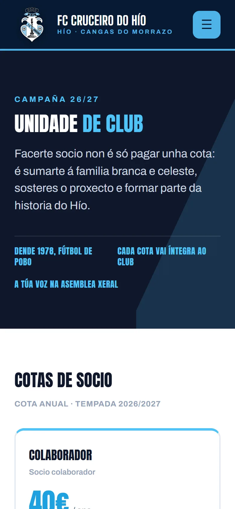 Hazte socio en fccruceirodohio.es, en el móvil