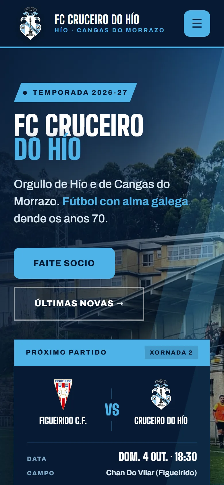 Web de FC Cruceiro do Hío en el móvil