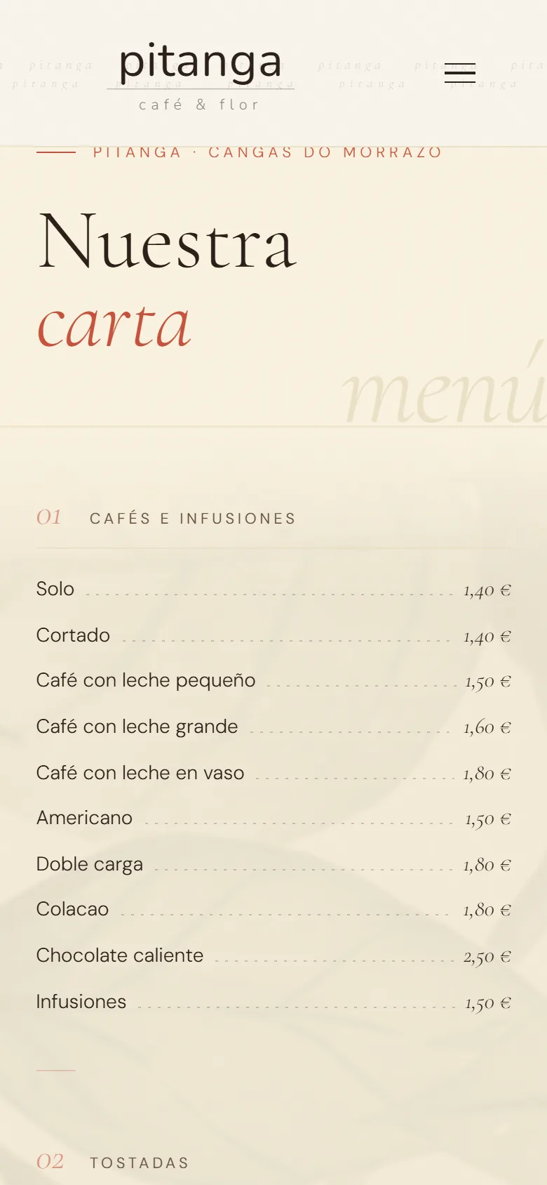 Carta de pitanga.es en el móvil