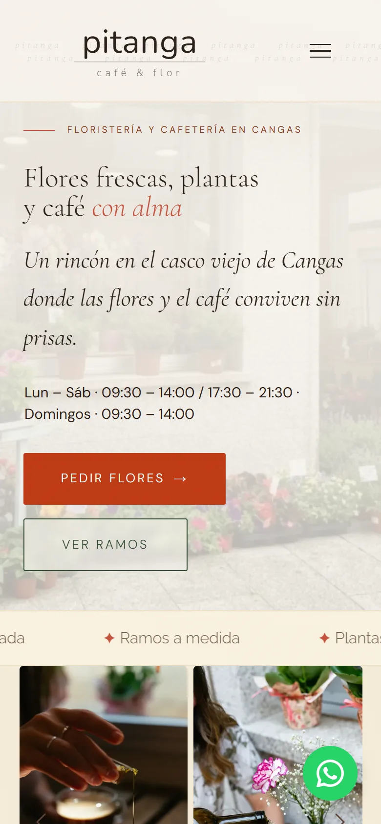 La misma web de Pitanga en el móvil
