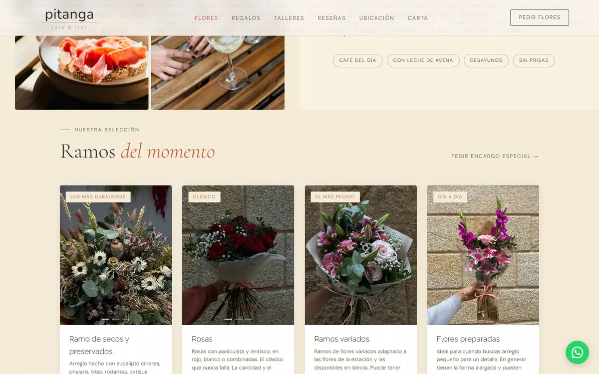 Web de Pitanga Café & flor en Cangas