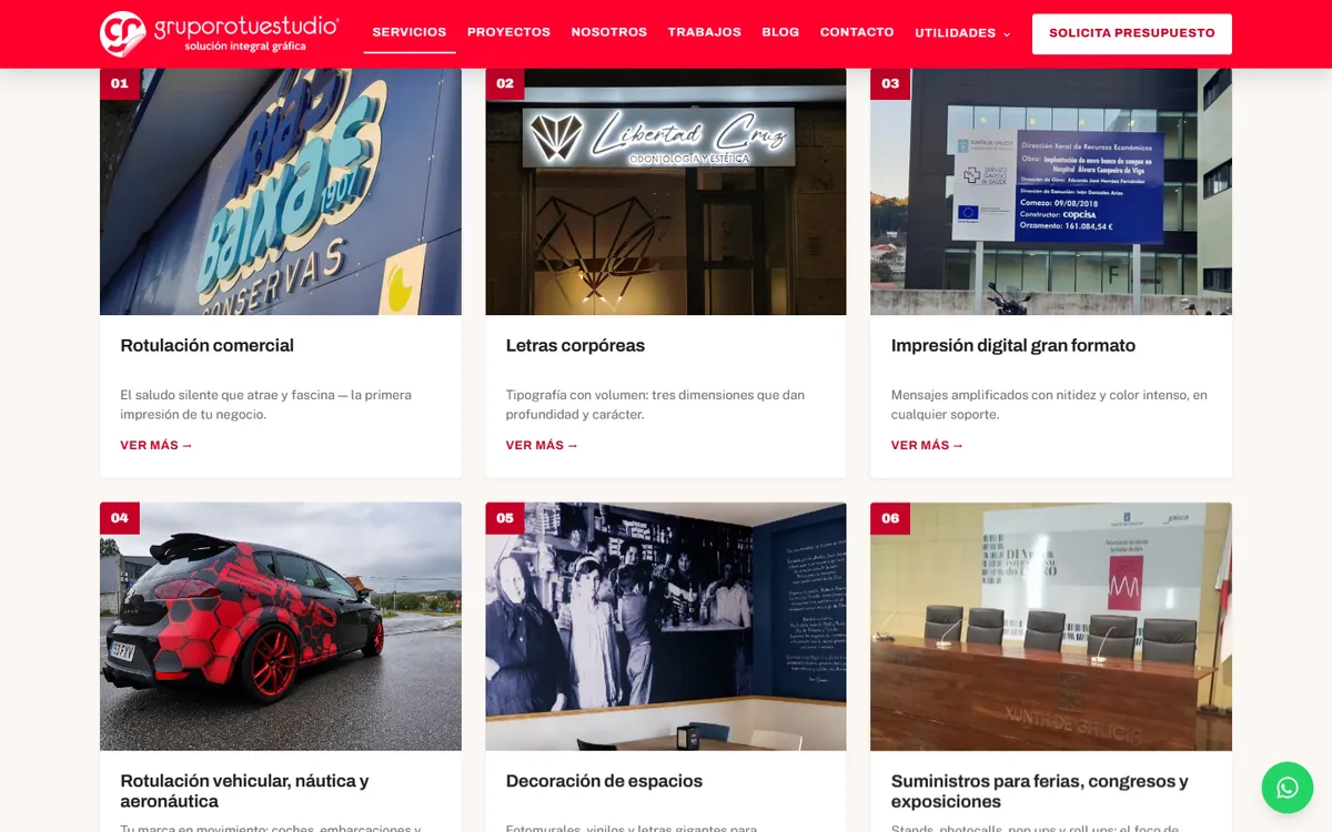 Web de Grupo Rotuestudio, interior