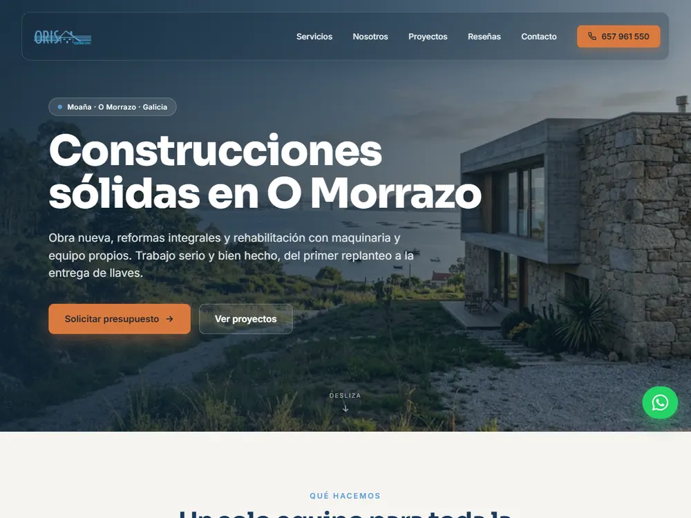 Concepto de diseño de Construcciones Orisa